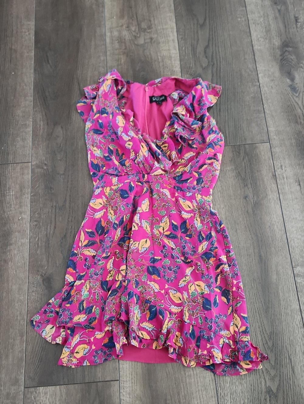 SALONI Catia Floral Print Silk Blend Mini Dress SIZE 6